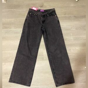 Small baggy black washed low rise jeans